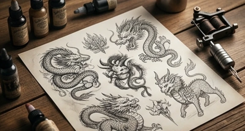 Tuổi Tuất không nên xăm hình gì: Linh vật và vị trí phá tướng 1 Bản phác thảo các họa tiết hình xăm linh vật đại kỵ thường mang lại năng lượng tiêu cực cho người mang bản mệnh thổ