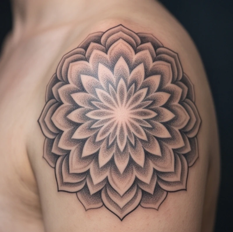 Hình xăm hoa văn hợp tuổi Tuất: Quy tắc đường nét ngũ hành 3 Hình xăm Mandala với cấu trúc vòng tròn lượn sóng mềm mại, không chứa các đỉnh nhọn, phù hợp mệnh Thủy