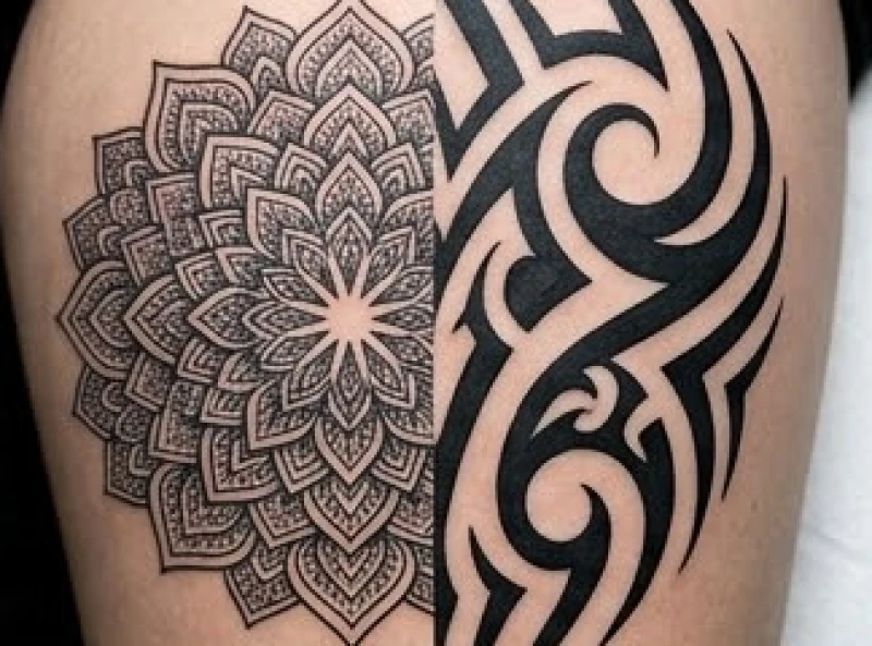 Sự kết hợp giữa nghệ thuật xăm Mandala vòng tròn và Tribal dứt khoát