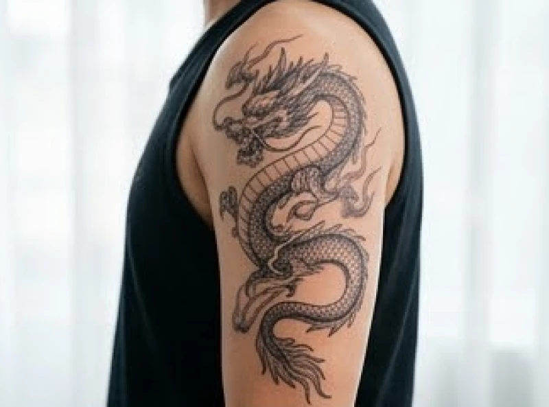 Hình xăm rồng phong thủy với những đường nét uy dũng rực rỡ mang lại vượng khí