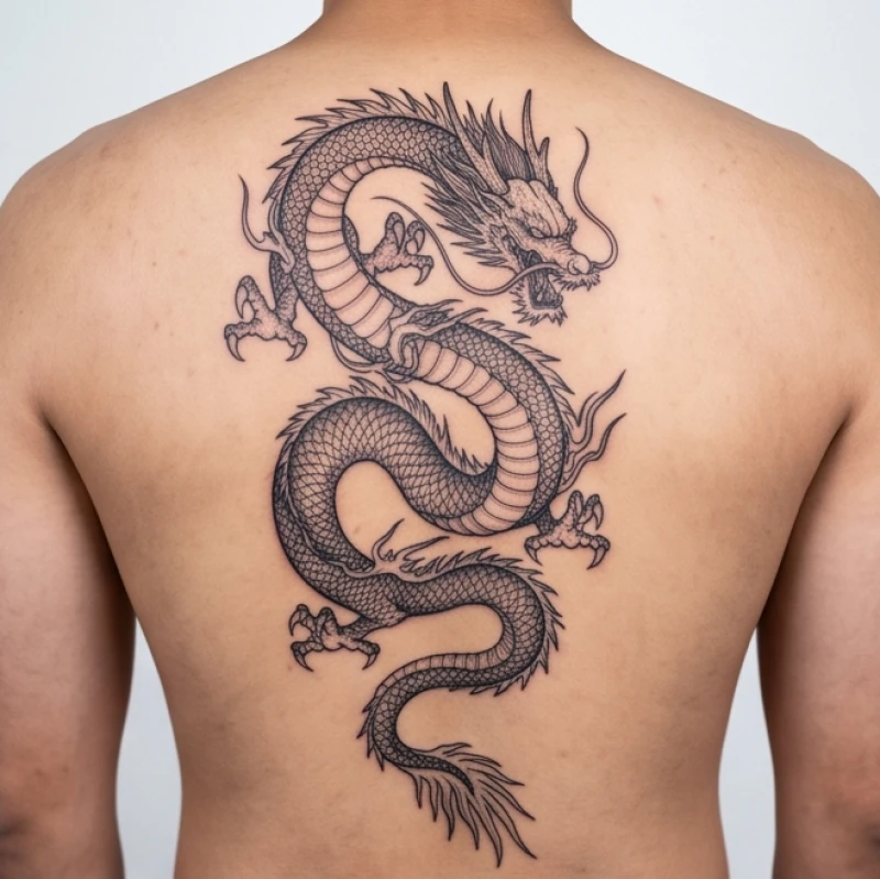 Hình xăm hợp tuổi Thân: Tra cứu năm sinh và vị trí chiêu tài 2 Hình xăm rồng thể hiện uy quyền và sức mạnh vươn lên cho người tuổi Thân