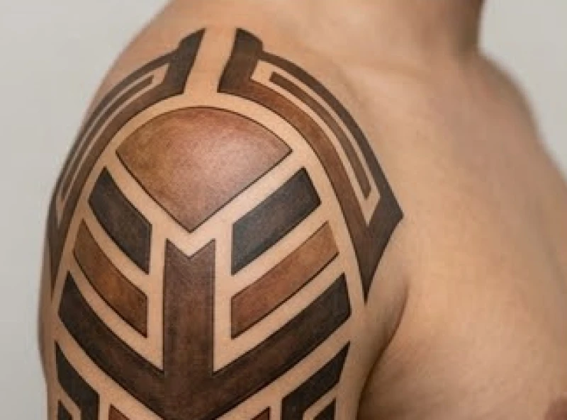 Mảng khối Tribal dày dặn phối màu nâu trầm và sepia đại diện cho sự ổn định của hành Thổ