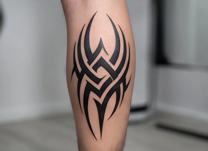 Hình xăm hoa văn hợp tuổi Sửu: bảng giá & mẫu kích tài lộc 5 Nghệ thuật xăm Tribal sử dụng những đường cong đậm và góc vát sắc nhọn để mô phỏng dòng chảy phong thủy