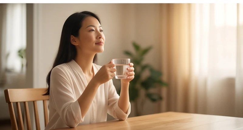 Mơ thấy người khác sinh con: Điềm báo và bảng số may mắn 6 Người phụ nữ uống nước ấm và hít thở thư giãn để bình tĩnh lại sau khi mơ thấy người khác sinh con gặp rủi ro