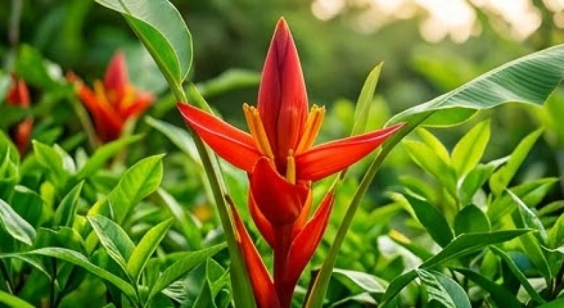 Nằm Mơ Thấy Hoa Chuối Là Điềm Báo Gì? Luận Giải Chi Tiết Cát Hung 7 Cụm hoa chuối rừng mang màu đỏ tươi mọc vươn thẳng đứng giữa không gian núi rừng hoang sơ