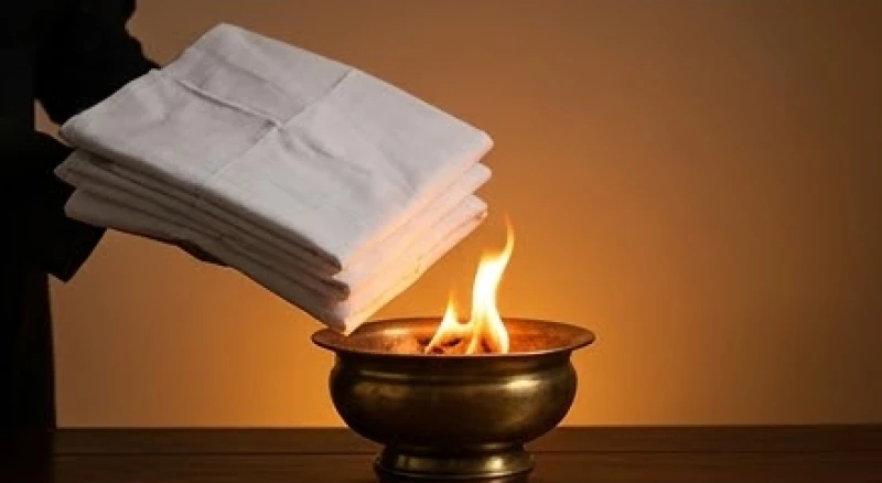 Văn khấn phát tang: Bài cúng Lễ Thành Phục & trình tự hành lễ 3 Nghi thức cởi bỏ và hóa đốt áo xô khăn tang trong lễ Trừ Phục để đánh dấu việc kết thúc chuỗi ngày để tang