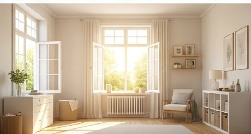 Ánh sáng mặt trời chiếu rọi vào căn phòng gọn gàng xua tan đi năng lượng tiêu cực sau những giấc mộng nặng nề