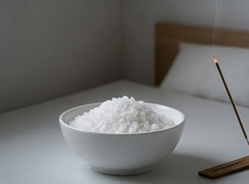 Bị rắn cắn là điềm gì: Giải mã hên xui và cách hóa giải 7 Một chiếc bát sứ nhỏ chứa muối hạt tinh khiết được đặt ngay ngắn ở góc phòng ngủ để thanh lọc không khí