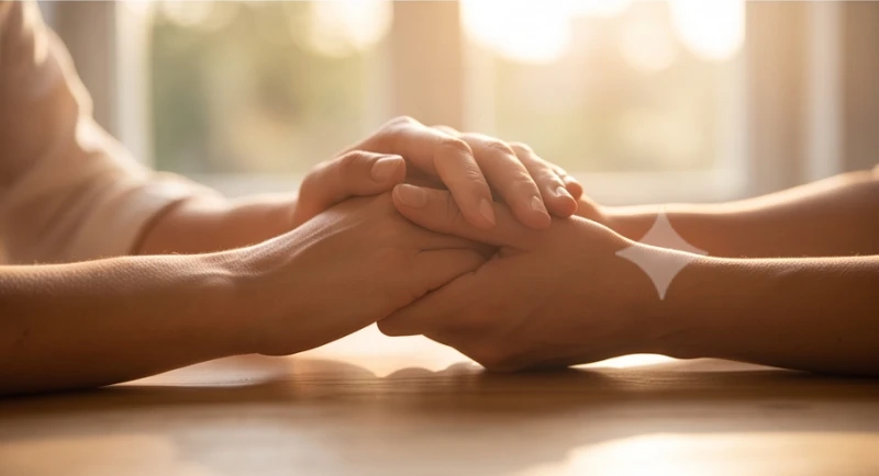 Đường tình duyên rẽ nhánh: Giải mã vị trí và vận mệnh nam nữ 8 Hai bàn tay đan vào nhau nhẹ nhàng thể hiện sự thấu hiểu để hóa giải những trắc trở của đường tình duyên rẽ nhánh