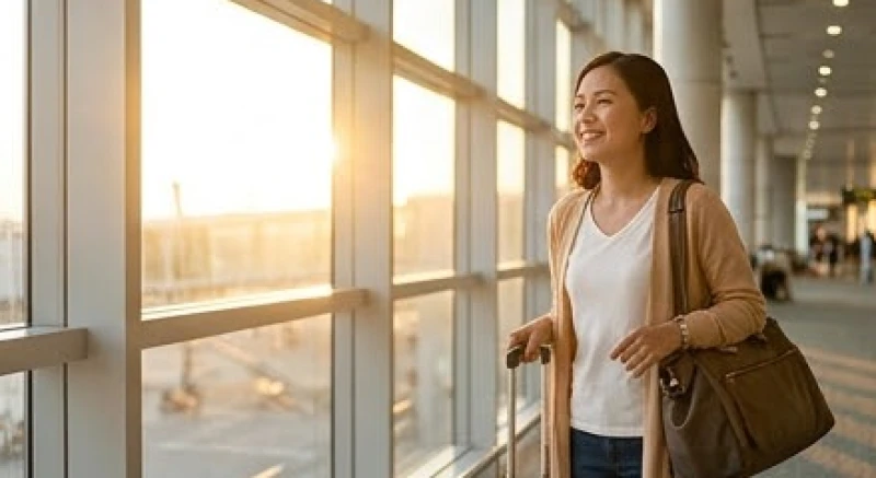 Người phụ nữ vui vẻ đi du lịch xa nhà để hóa giải vận hạn do sao Kế Đô mang đến