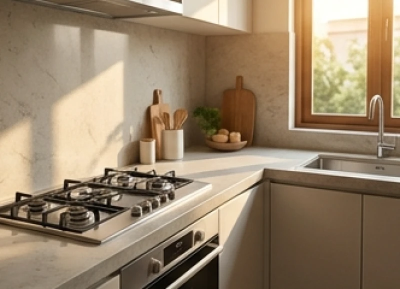 Hướng Lục Sát là gì: Cách tính, bảng tra và quy trình hóa giải 5 Không gian bếp hiện đại với chậu rửa và bếp nấu được bố trí cách xa nhau để tránh Thủy Hỏa xung