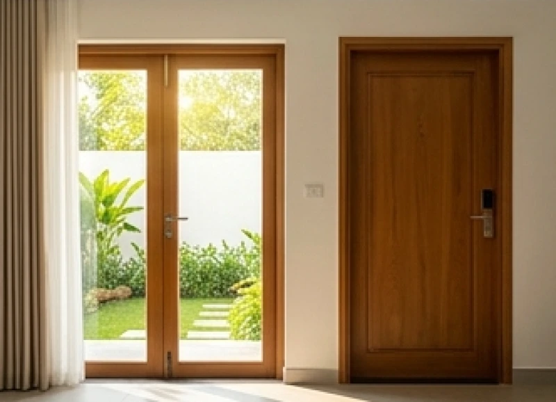 Đông tứ mệnh là gì: Bảng tra theo tuổi và cách hóa giải 8 Một cánh cửa phụ bằng kính được mở ra bên hông nhà để thu hút nguồn năng lượng mới