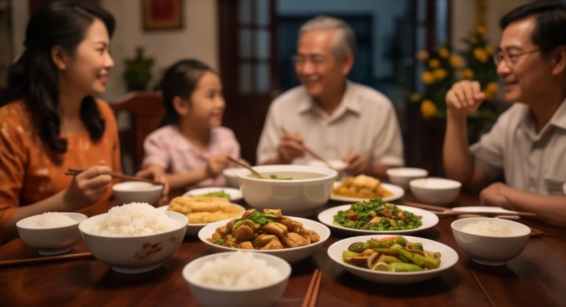 Mơ thấy người chết cháy: Điềm báo cát hung & sổ mơ tài lộc 5 Bữa ăn gia đình ấm cúng với các thành viên đang mỉm cười nói chuyện vui vẻ bên nhau
