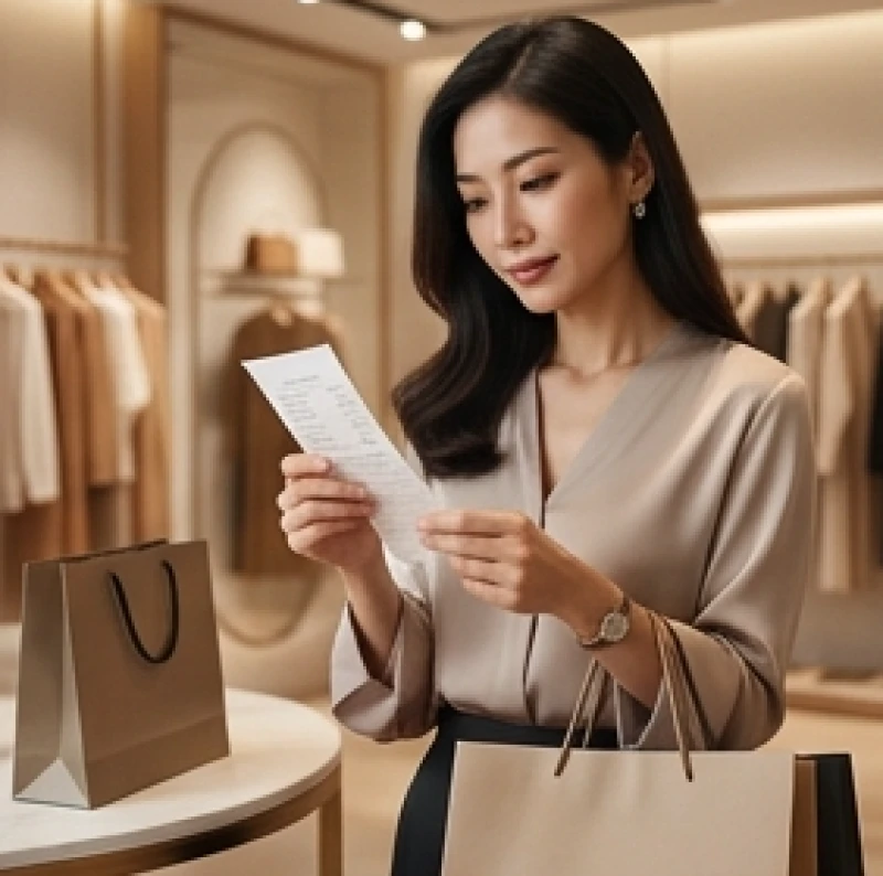 Nữ giới thận trọng kiểm tra kỹ thông tin sản phẩm và hóa đơn mua sắm để phòng tránh hạn Ngũ Mộ