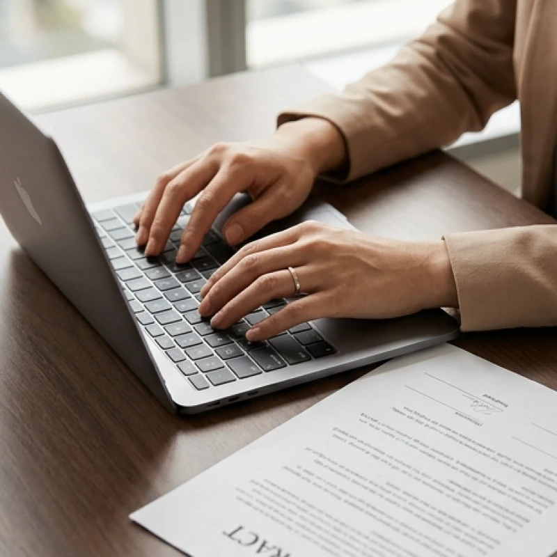 Nhân viên cẩn thận rà soát lại các điều khoản trong hợp đồng trước khi gửi email chốt việc