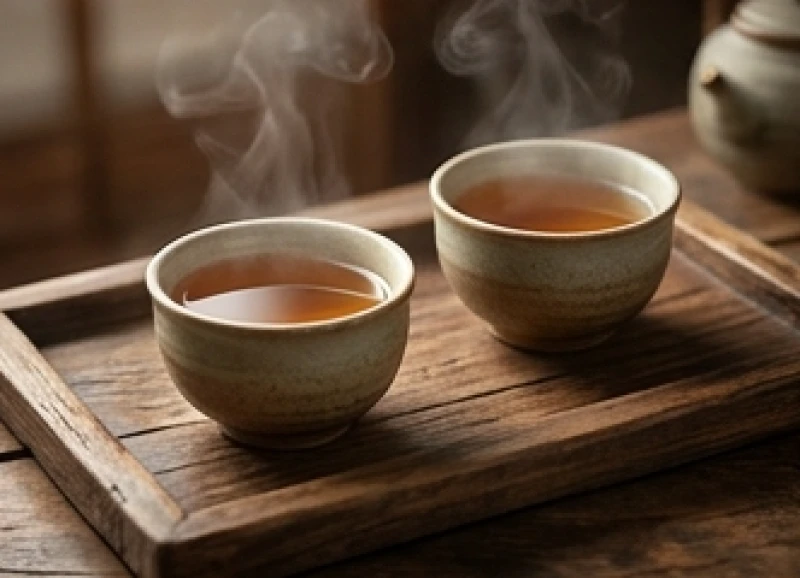 Hai tách trà nóng đặt cạnh nhau trên chiếc bàn gỗ tĩnh lặng thể hiện sự thấu hiểu