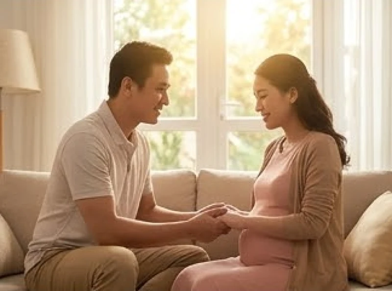 Bố mẹ nắm tay nhau thể hiện tình cảm gắn kết khi tìm cách hóa giải xung khắc mệnh