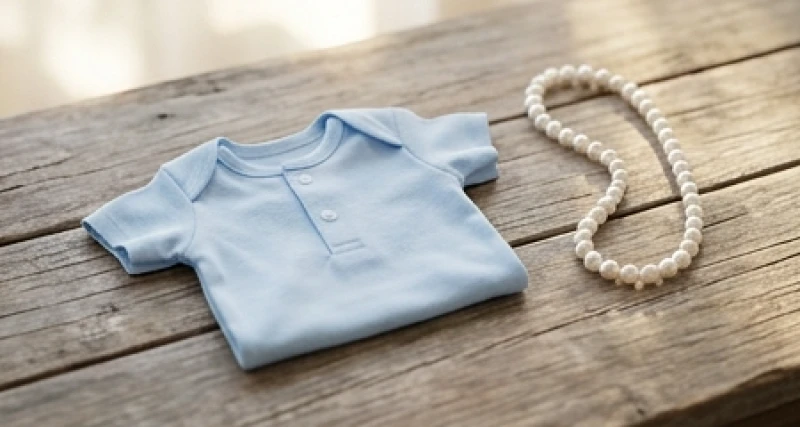 Tuổi Dậu khắc tuổi nào: Bảng tra mức độ kỵ và cách hóa giải 5 Chiếc áo sơ sinh màu xanh dương mềm mại đặt cạnh chuỗi vòng ngọc trai tượng trưng cho hành Thủy