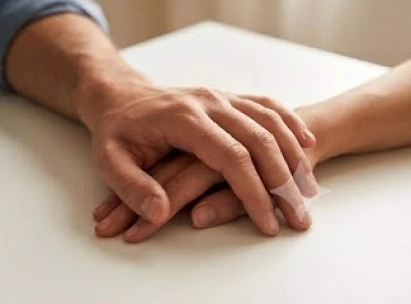 Cặp vợ chồng đang dành thời gian tĩnh tâm và nắm tay nhau để cải thiện năng lượng tích cực trong đời sống lứa đôi