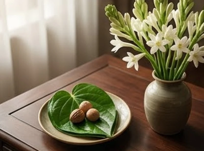 Văn khấn ngày mất Chủ tịch Hồ Chí Minh: Mâm lễ & bài cúng chuẩn 5 Lễ vật trầu cau têm cánh phượng và bình hoa huệ trắng tinh khiết dâng lên bàn thờ thể hiện lòng thành