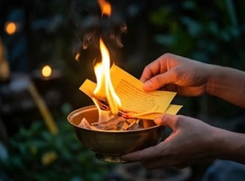 Đôi bàn tay đang nhẹ nhàng hóa lớp giấy sớ màu vàng trong một chiếc thau đồng nhỏ