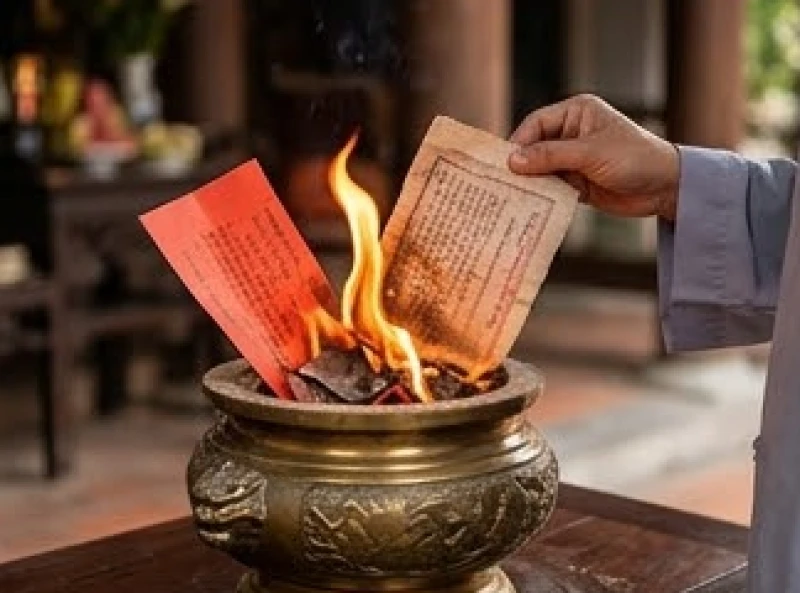 Văn khấn chuộc con bán khoán: Bài khấn chuẩn và sớ dịch nghĩa 8 Nghi thức hóa vàng tờ sớ mới cùng tờ khoán cũ bằng vải để chính thức kết thúc khế ước tâm linh