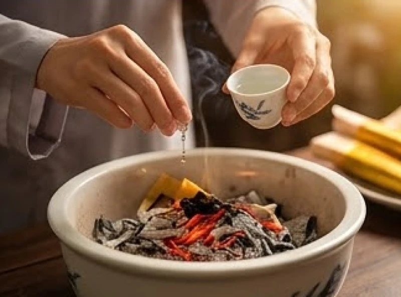 Hành động rưới một chút rượu trắng lên đống tro tàn sau khi hóa vàng mã và bài vị.