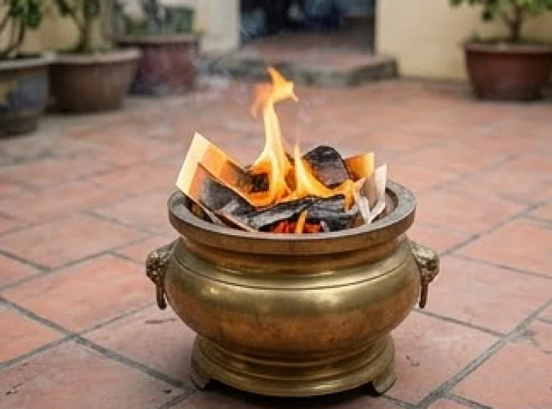 Văn khấn giỗ mẹ: Mẫu bài cúng Hiển tỷ và trình tự chuẩn nghi lễ 7 Lư đồng đốt vàng mã cháy rực hồng trong nghi thức kết thúc lễ cúng giỗ mẹ