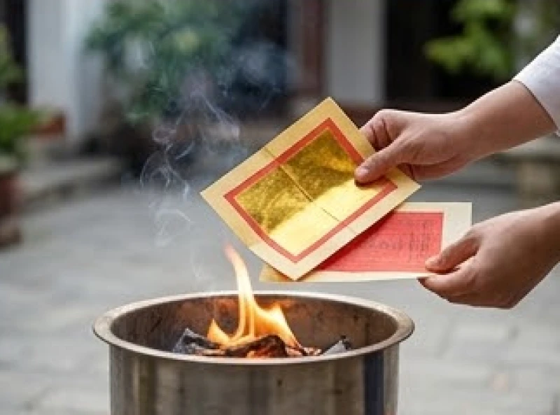 Văn khấn gia tiên Tết Đoan Ngọ: Bản chuẩn cổ truyền & bản rút gọn 10 Nghi thức hóa vàng mã và giấy chép văn khấn sau khi nhang trên bàn thờ cháy được hai phần ba