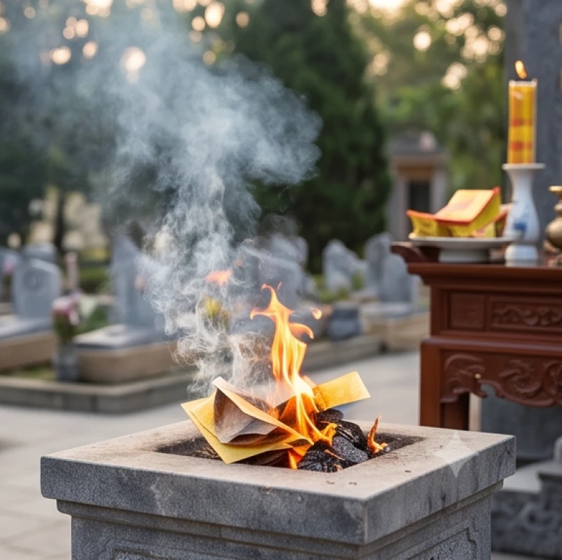 Văn khấn cúng chiến sĩ trận vong: Bài cúng tri ân và nghi lễ chuẩn 11 Hóa vàng mã và quần áo giấy tại lò đốt quy định của ban quản lý nghĩa trang để đảm bảo an toàn
