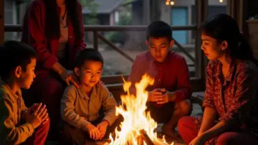 Gia đình sum họp hóa vàng ngày Tết