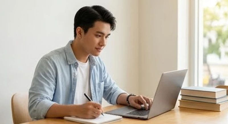 Tử vi tuổi Đinh Hợi 2007 năm 2027: Sao hạn và lịch xuất hành 1 Nam sinh viên tuổi Đinh Hợi 2007 tập trung giải bài tập và làm việc trên máy tính