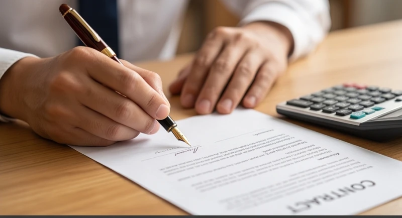 Tuổi Thân khắc tuổi nào: Giải mã chi tiết và cách hóa giải 2 Bản hợp đồng tài chính được ký kết rõ ràng kèm theo thiết bị tính toán trên bàn làm việc