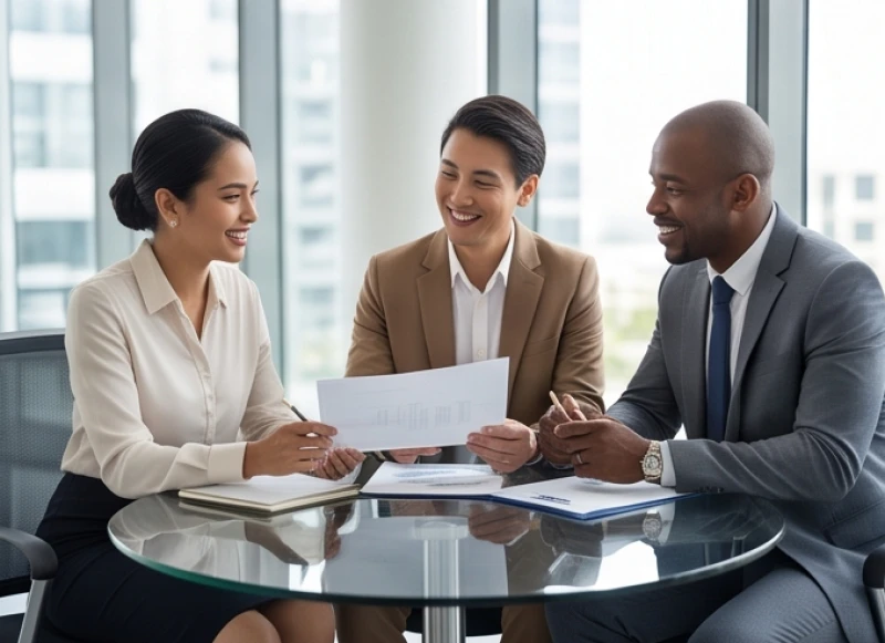 Tuổi Tỵ khắc tuổi nào: đối chiếu Ngũ hành và cách hóa giải 8 Ba đối tác cùng thảo luận vui vẻ tượng trưng cho thế kiềng ba chân trong làm ăn