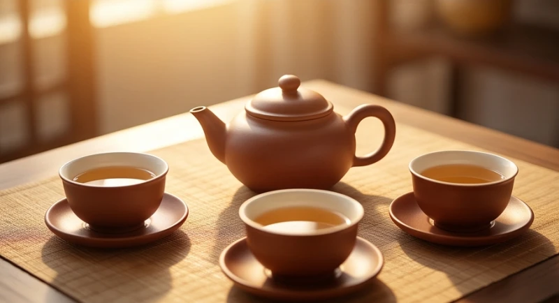 Tuổi Sửu mệnh gì: đối chiếu ngũ hành, màu xe và hướng nhà 7 Bàn trà đạo với ba tách trà bằng gốm đại diện cho sự kết nối hài hòa giữa các đối tác