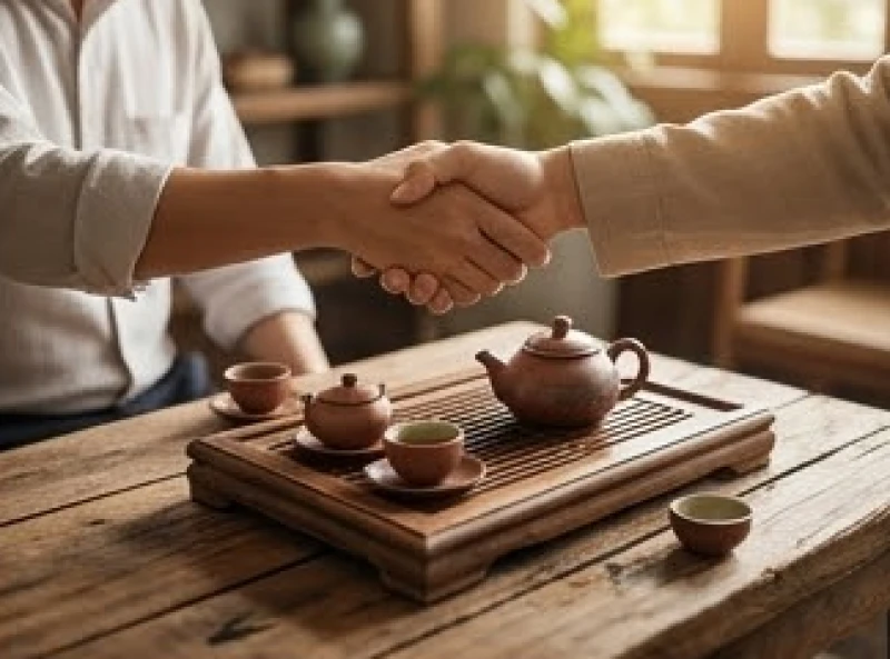 Những điều cấm kỵ trong phong thủy với tuổi Thìn và cách hóa giải 2 Hai người bắt tay hợp tác kinh doanh bên bàn trà gỗ mộc mạc trong phòng khách