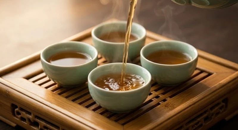 Tài lộc tuổi Tỵ: Vận hạn từng năm sinh và cách đo cung tài lộc 12 Ba tách trà gốm sứ cao cấp xếp thành hình tam giác trên bàn trà tượng trưng cho cục diện Tam Hợp