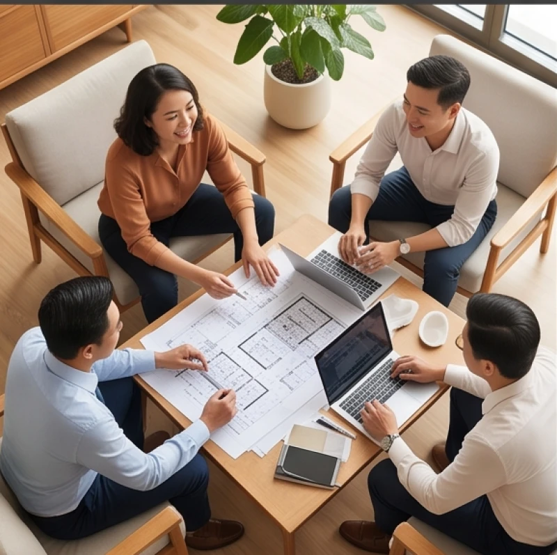 Tử vi tuổi Tỵ trọn đời: vận hạn từng năm và mốc vượng tài 9 Nhóm ba người đang thảo luận dự án kinh doanh vui vẻ bên bàn cà phê