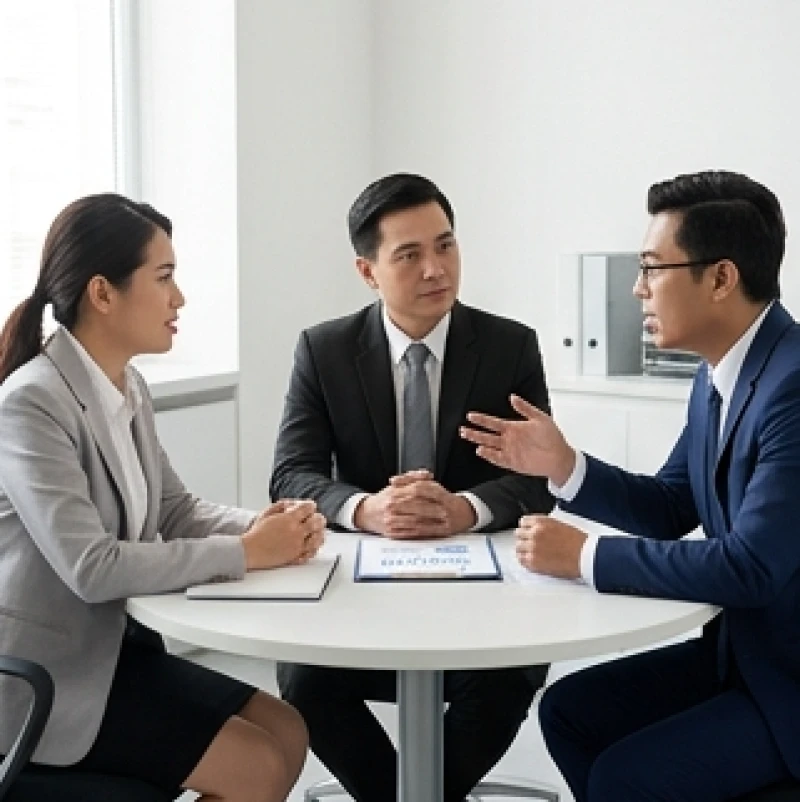 Ngành nghề nên tránh với tuổi Thân: Bảng tra Can Chi chi tiết 6 Ba người đang thảo luận dự án trong đó người thứ ba đóng vai trò trung gian phân xử