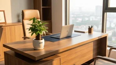 Bàn làm việc giám đốc bằng gỗ tự nhiên được bố trí chuẩn hướng bàn làm việc hợp tuổi Dậu sinh khí