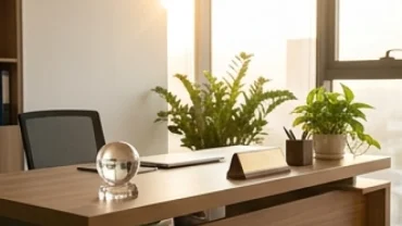 Không gian văn phòng phong thủy với hướng bàn làm việc hợp tuổi mùi giúp kích hoạt tài lộc và sự nghiệp