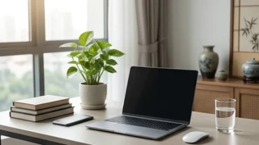 Bố trí hướng bàn làm việc hợp tuổi thân chuẩn phong thủy với ánh sáng tự nhiên và cây xanh tương sinh