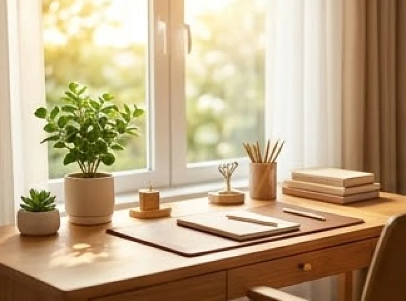 Không gian bàn làm việc gọn gàng được sắp xếp theo hướng Tây Diên Niên giúp nữ chủ nhân tập trung tư duy sáng tạo