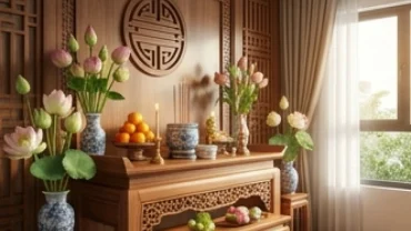 Không gian thờ cúng trang nghiêm với hướng bàn thờ hợp tuổi mão giúp gia đạo bình an