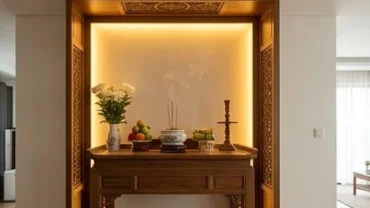 Không gian thờ cúng trang nghiêm với hướng bàn thờ hợp tuổi thìn đón vượng khí và tài lộc