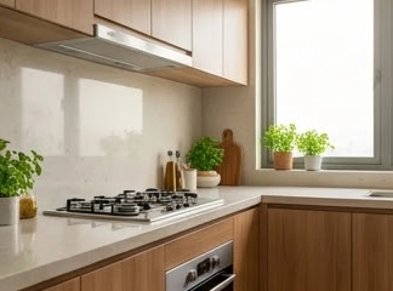 Mệnh Hỏa Hợp Hướng Nào: Tra Cung Phi Nam Nữ Và Cách Hóa Giải 6 Gian bếp hiện đại với hệ tủ gỗ và bàn đá đón ánh sáng tự nhiên từ cửa sổ nhỏ