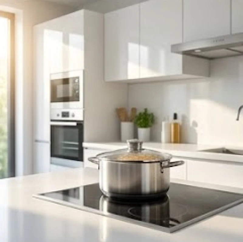 Không gian bếp sạch sẽ, hiện đại với ánh sáng tự nhiên ngập tràn vào mỗi buổi sáng