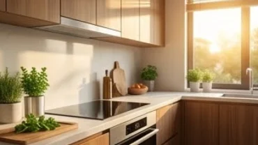 Không gian nhà bếp hiện đại được thiết kế theo hướng bếp hợp tuổi thìn mang lại tài lộc