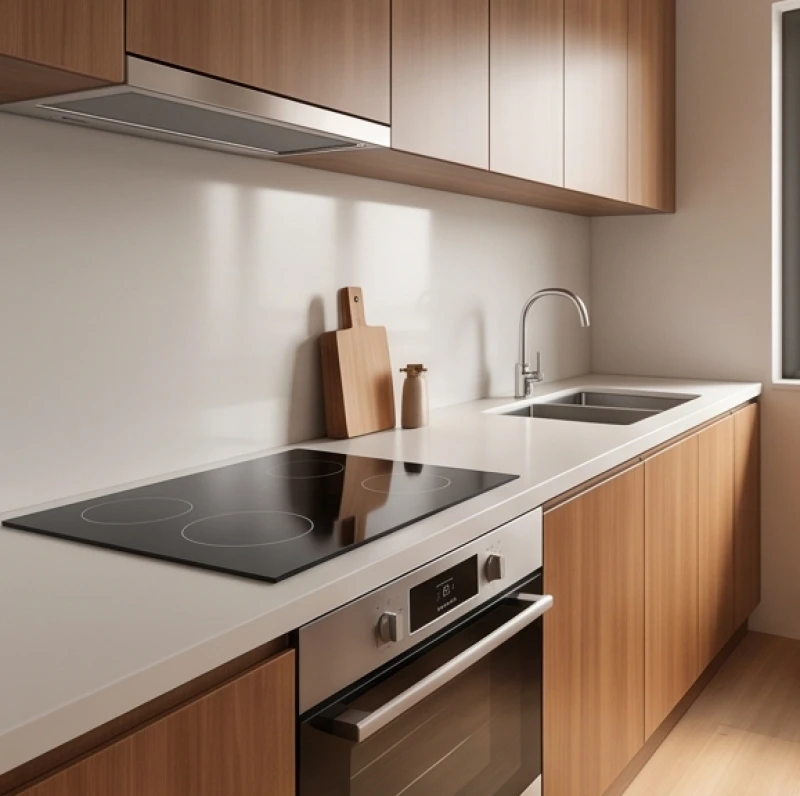 Gian bếp hiện đại được bố trí hướng mặt bếp quay về phương vị tốt