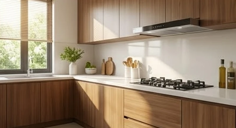 Gian bếp hiện đại với khu vực bếp nấu được đặt theo nguyên tắc tọa hung hướng cát